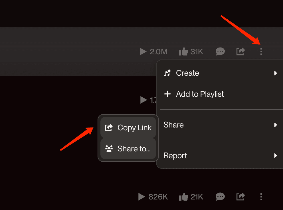 How to copy Suno AI music link